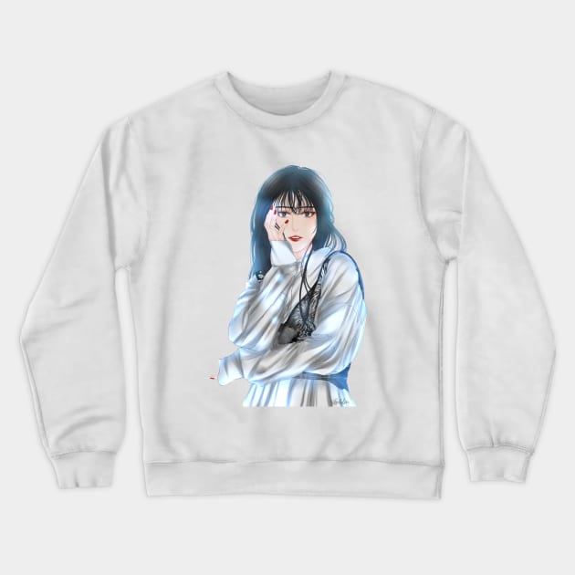 Black Hair Crewneck Sweatshirt by sokileri999